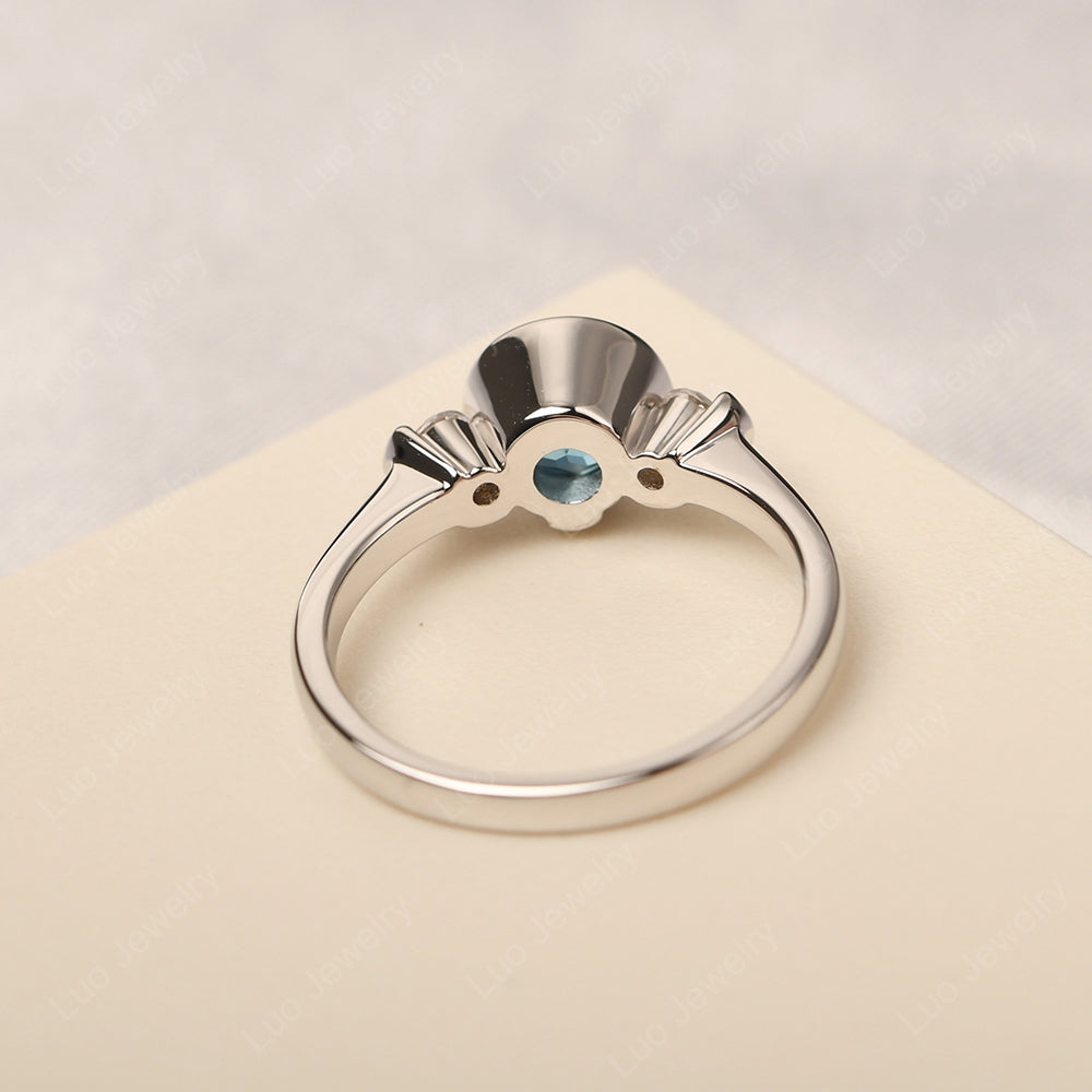 Swiss Blue Topaz Vintage Bezel Set Engagement Rings - LUO Jewelry