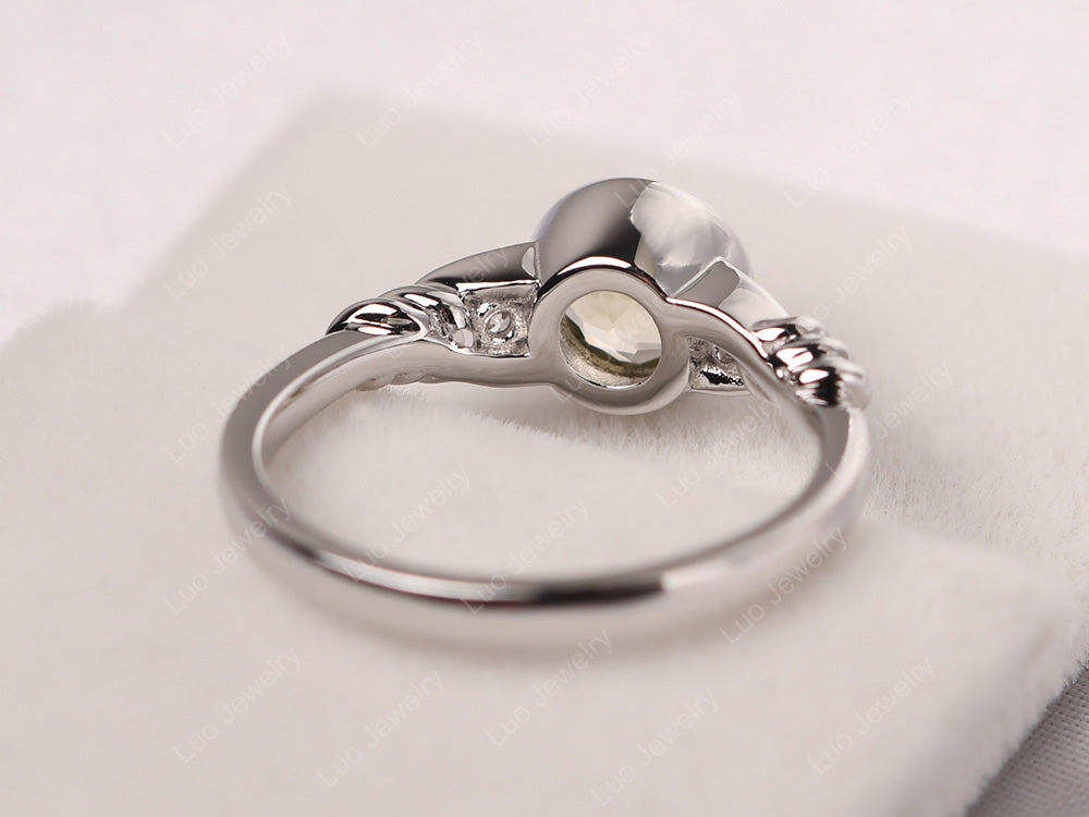 Lemon Quartz Ring Round Bezel Engagement Ring - LUO Jewelry