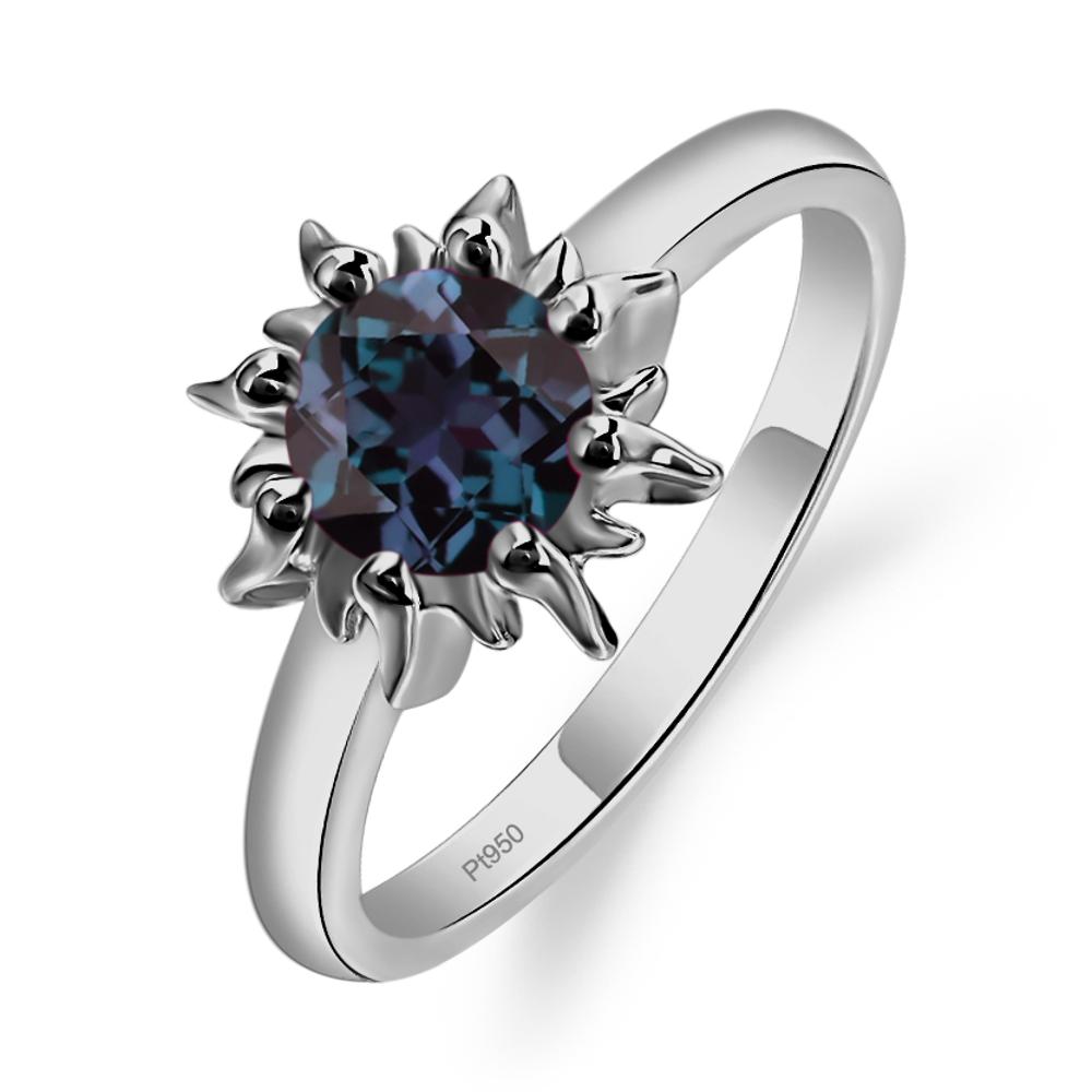 Sunburst Lab Alexandrite Solitaire Ring - LUO Jewelry #metal_platinum
