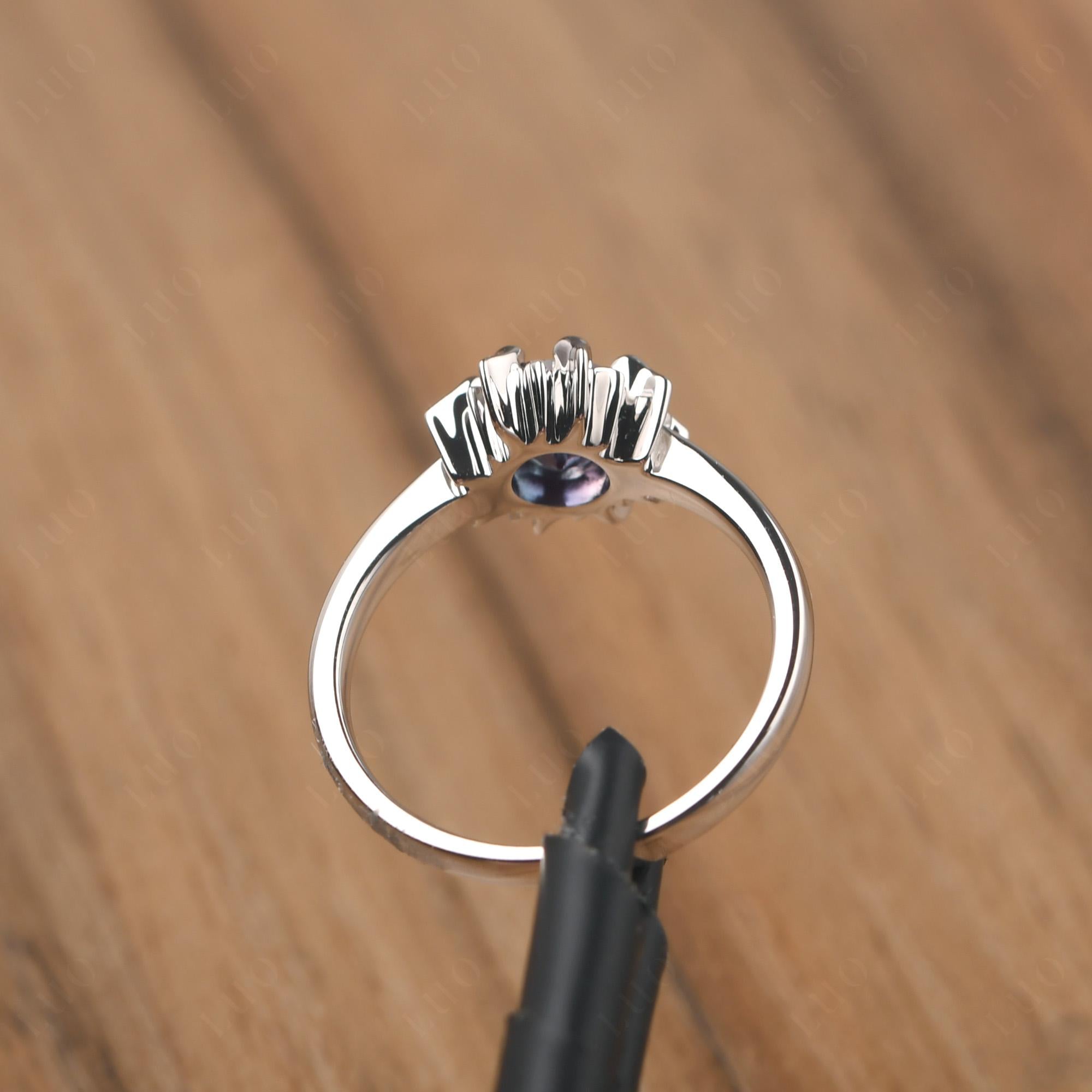 Sunburst Lab Alexandrite Solitaire Ring - LUO Jewelry