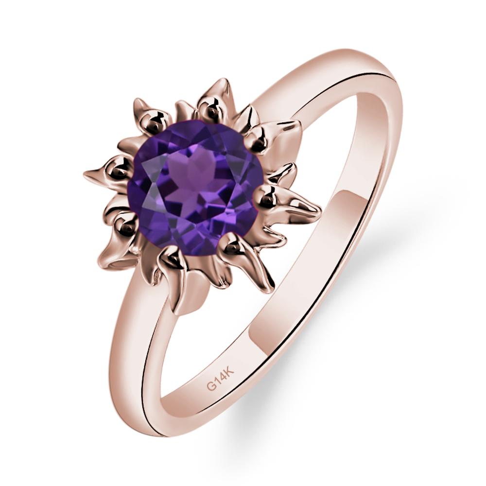 Sunburst Amethyst Solitaire Ring - LUO Jewelry #metal_14k rose gold