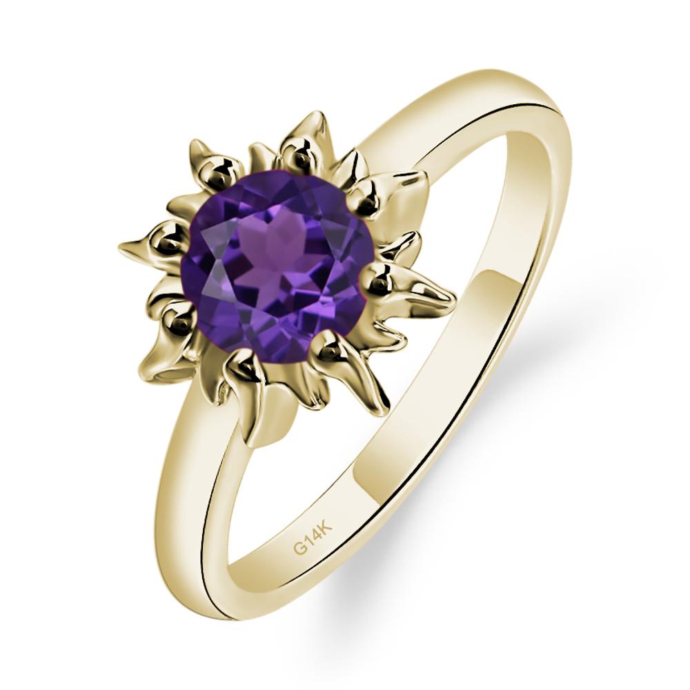 Sunburst Amethyst Solitaire Ring - LUO Jewelry #metal_14k yellow gold