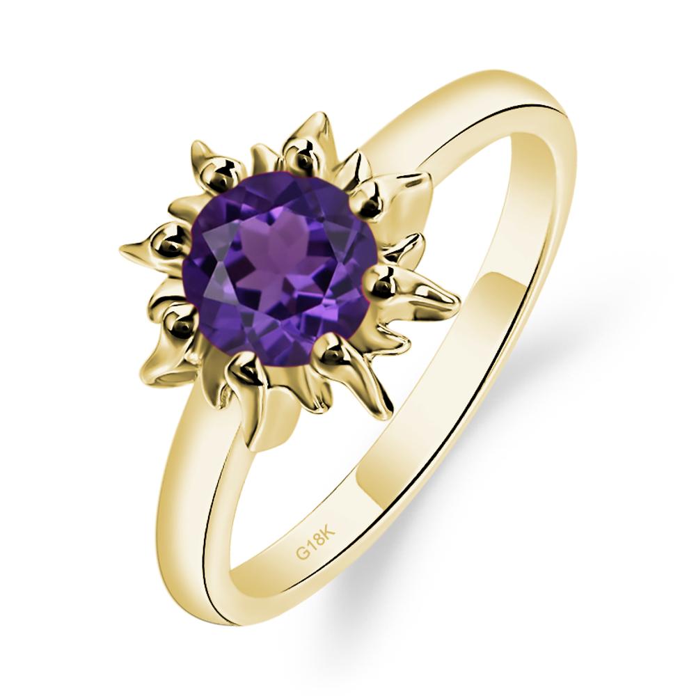 Sunburst Amethyst Solitaire Ring - LUO Jewelry #metal_18k yellow gold