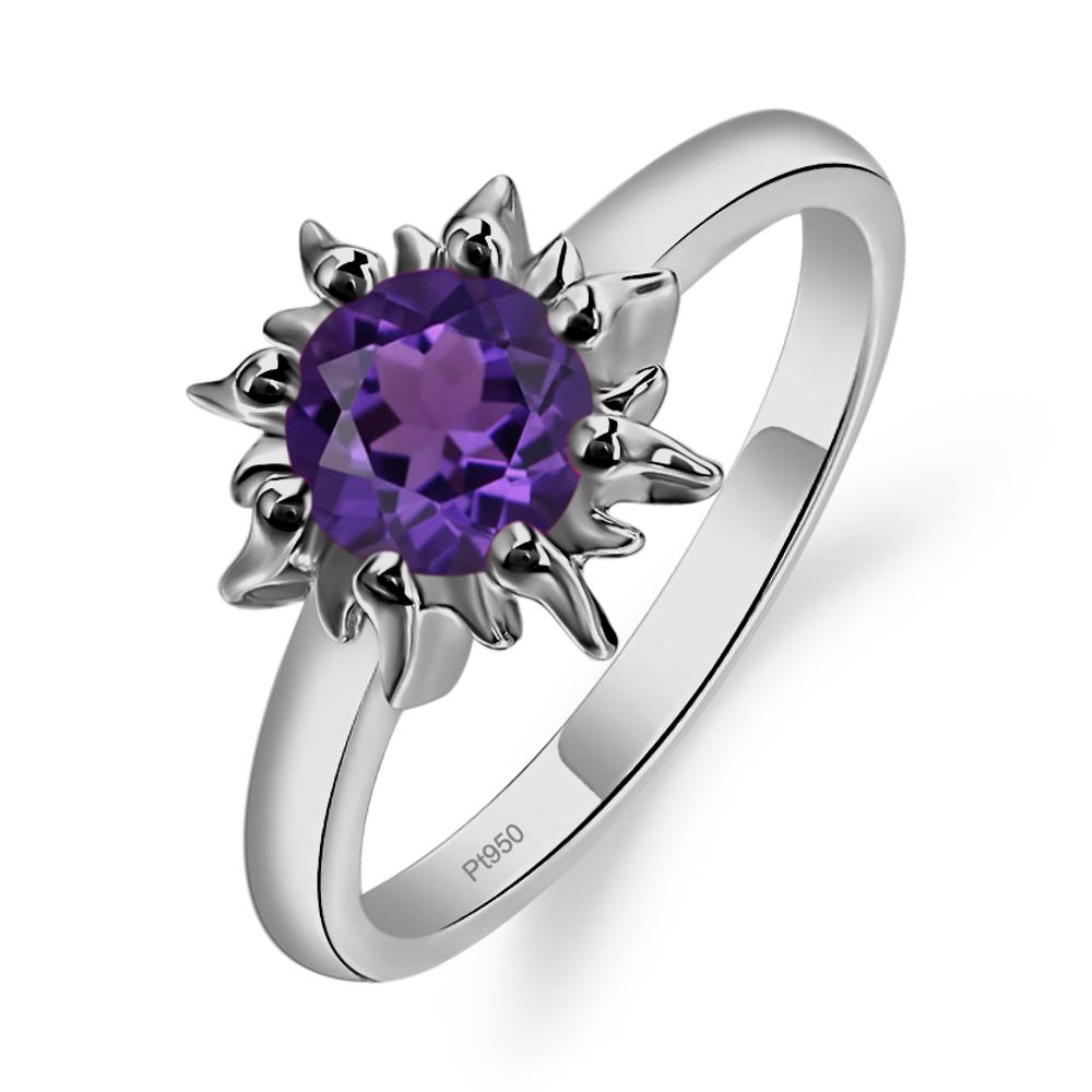 Sunburst Amethyst Solitaire Ring - LUO Jewelry #metal_platinum