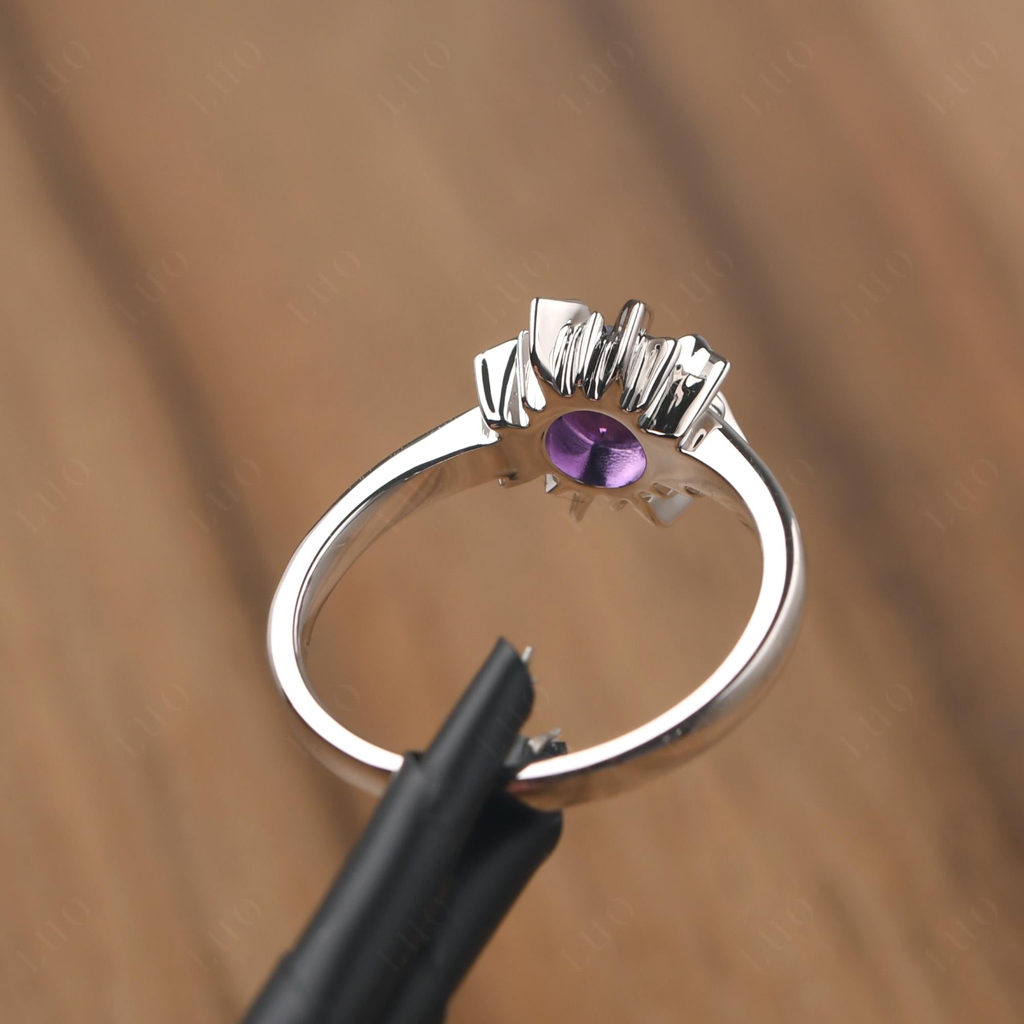 Sunburst Amethyst Solitaire Ring - LUO Jewelry