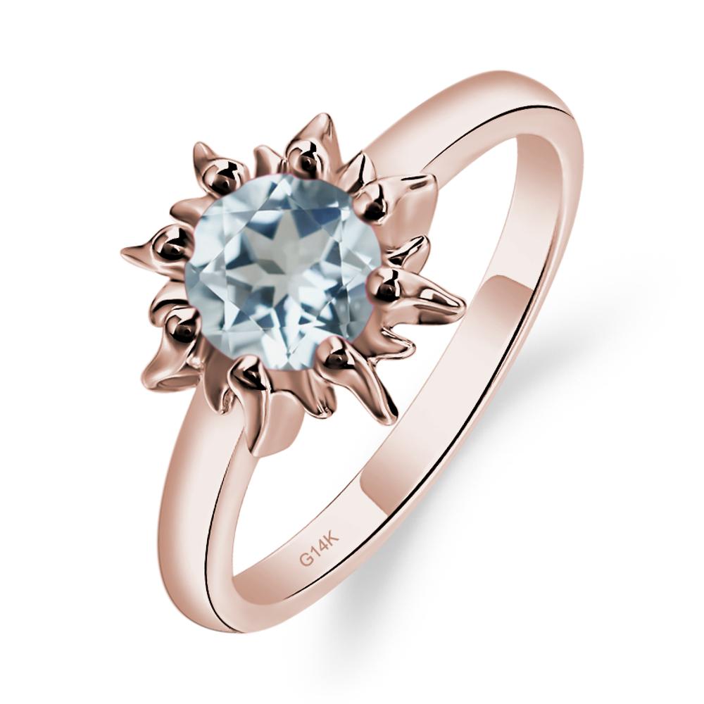 Sunburst Aquamarine Solitaire Ring - LUO Jewelry #metal_14k rose gold