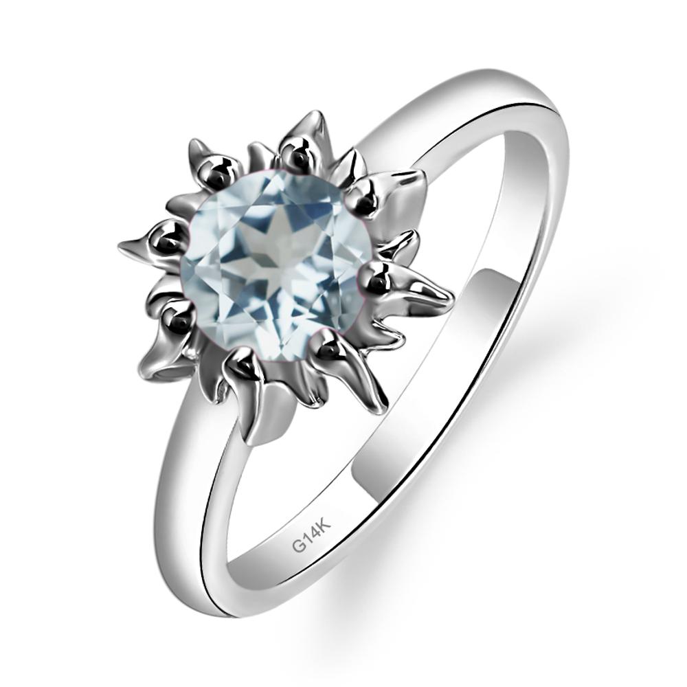 Sunburst Aquamarine Solitaire Ring - LUO Jewelry #metal_14k white gold