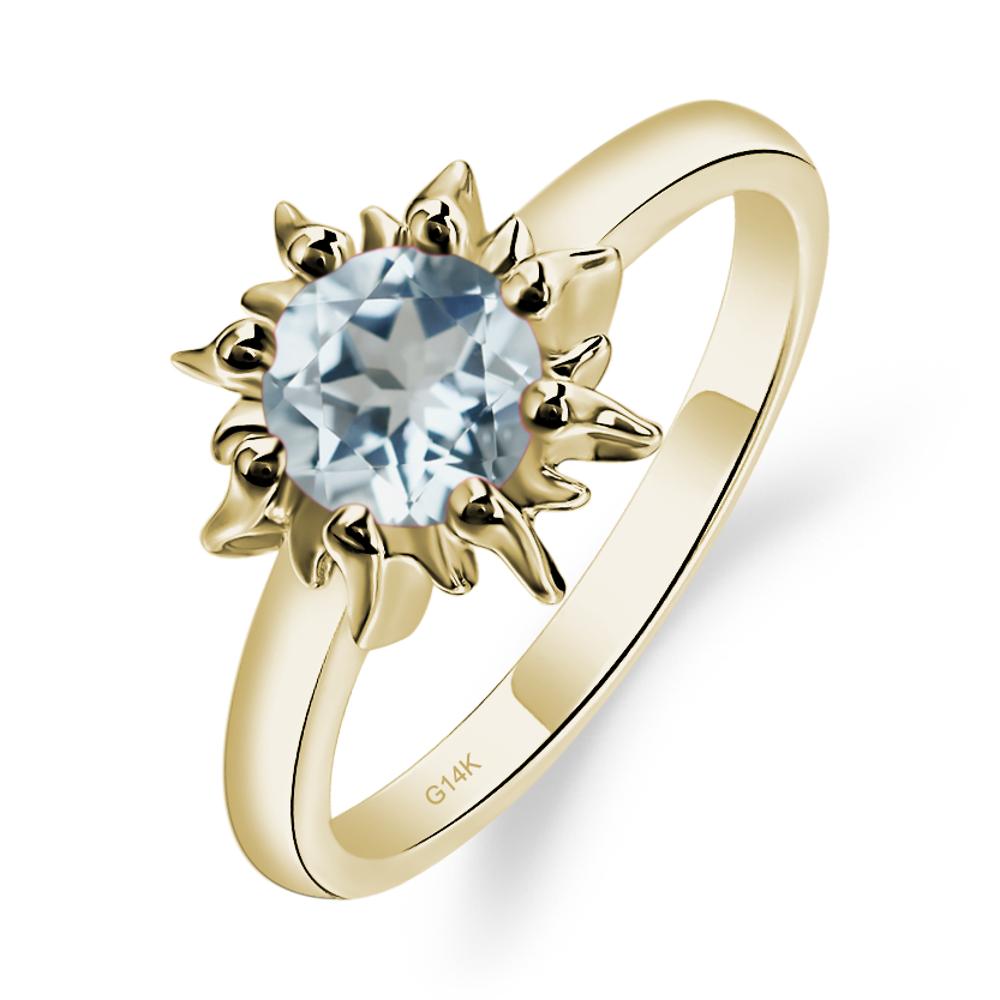 Sunburst Aquamarine Solitaire Ring - LUO Jewelry #metal_14k yellow gold