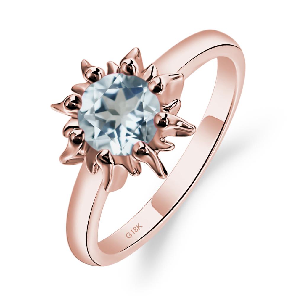 Sunburst Aquamarine Solitaire Ring - LUO Jewelry #metal_18k rose gold