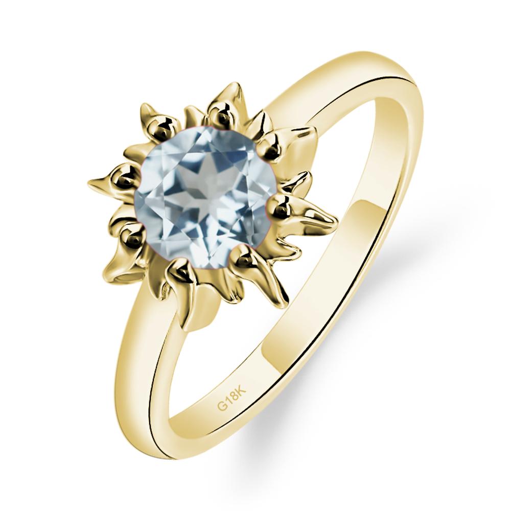 Sunburst Aquamarine Solitaire Ring - LUO Jewelry #metal_18k yellow gold