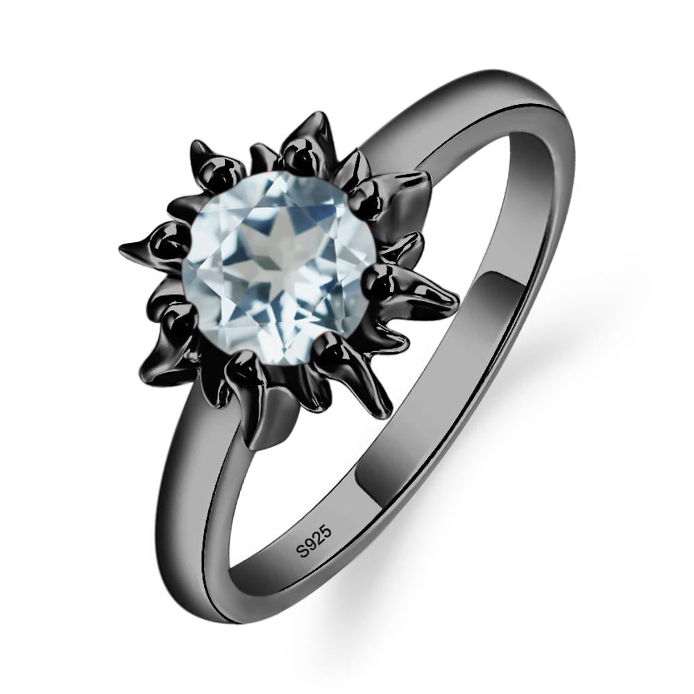 Sunburst Aquamarine Solitaire Ring - LUO Jewelry #metal_black finish sterling silver