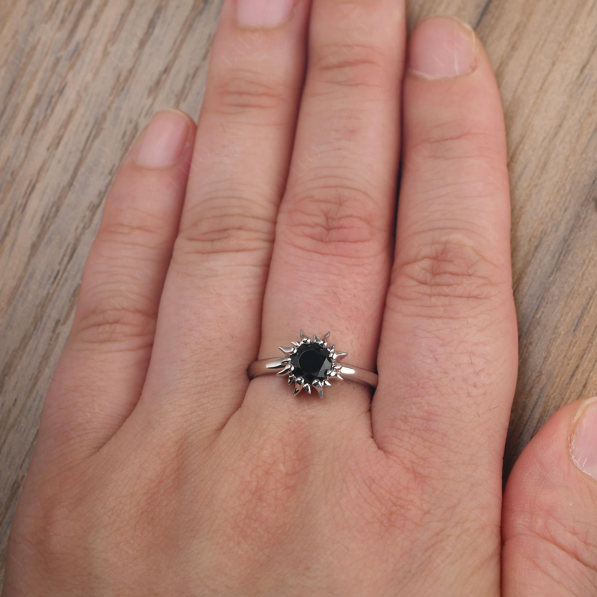 Sunburst Black Stone Solitaire Ring - LUO Jewelry