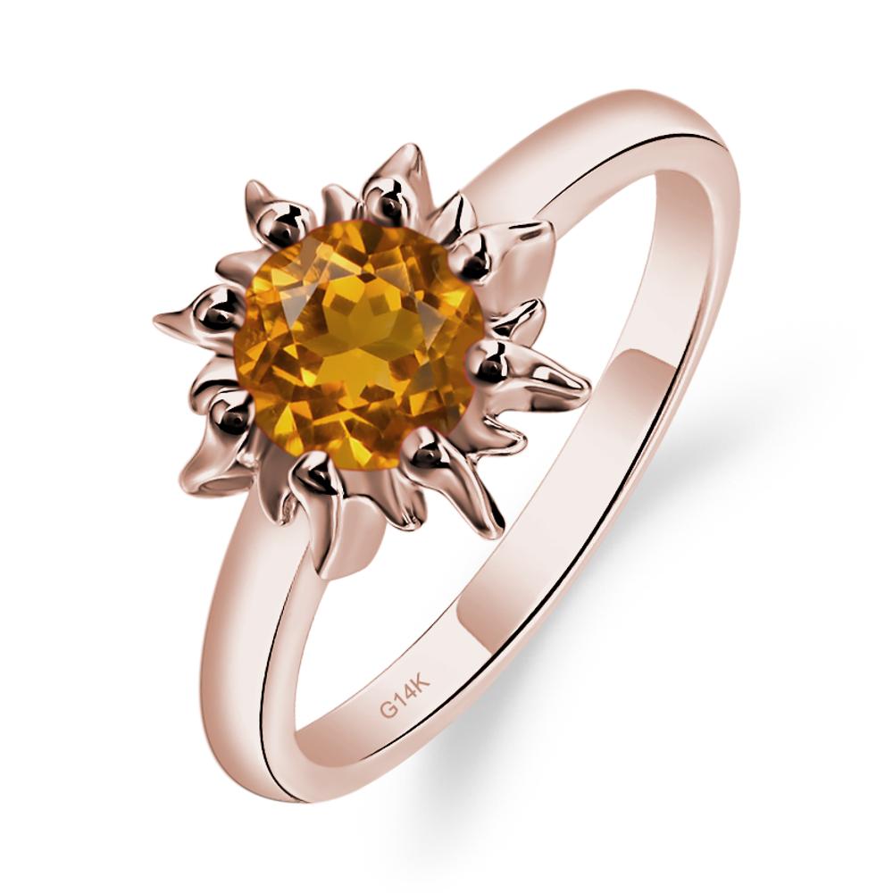 Sunburst Citrine Solitaire Ring - LUO Jewelry #metal_14k rose gold