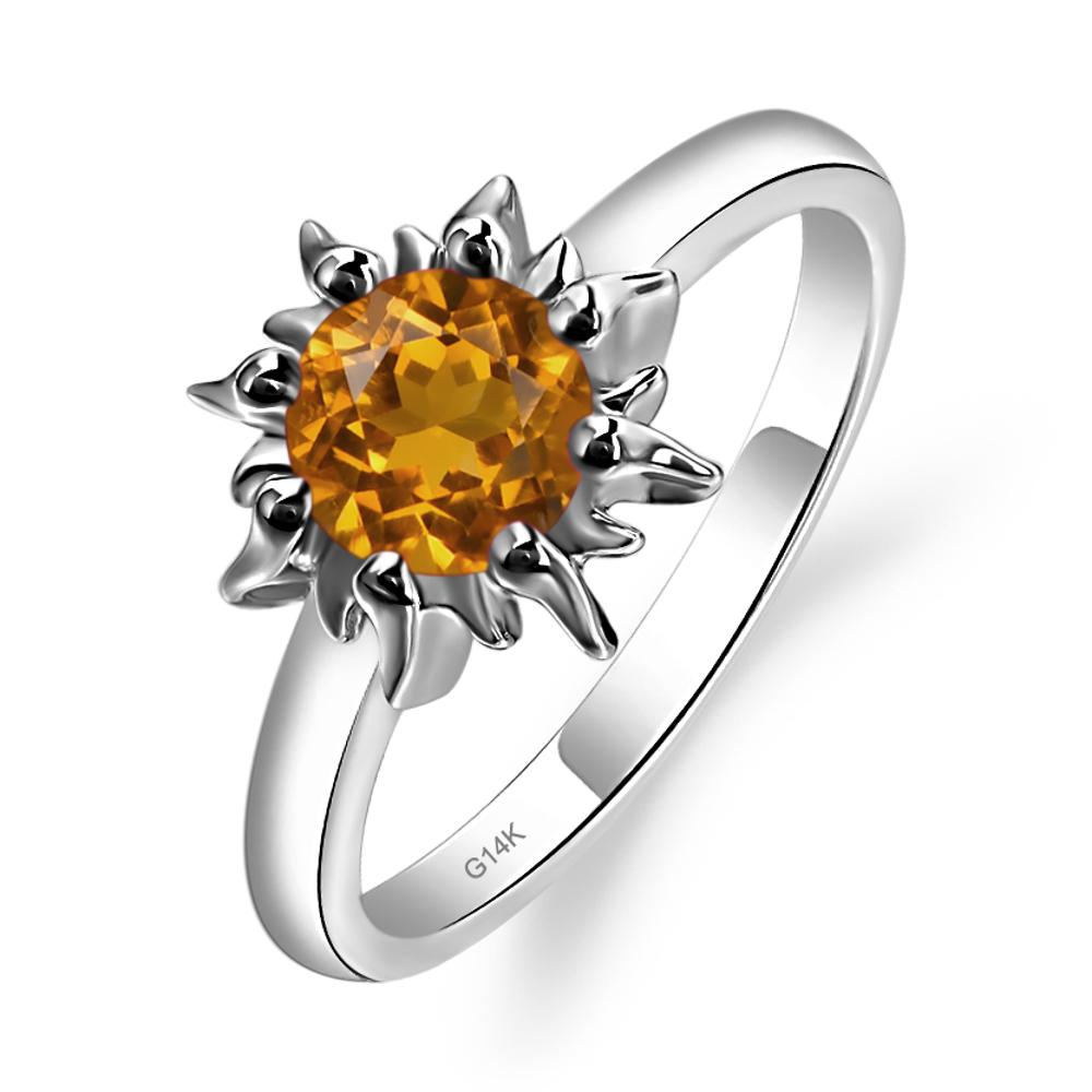 Sunburst Citrine Solitaire Ring - LUO Jewelry #metal_14k white gold