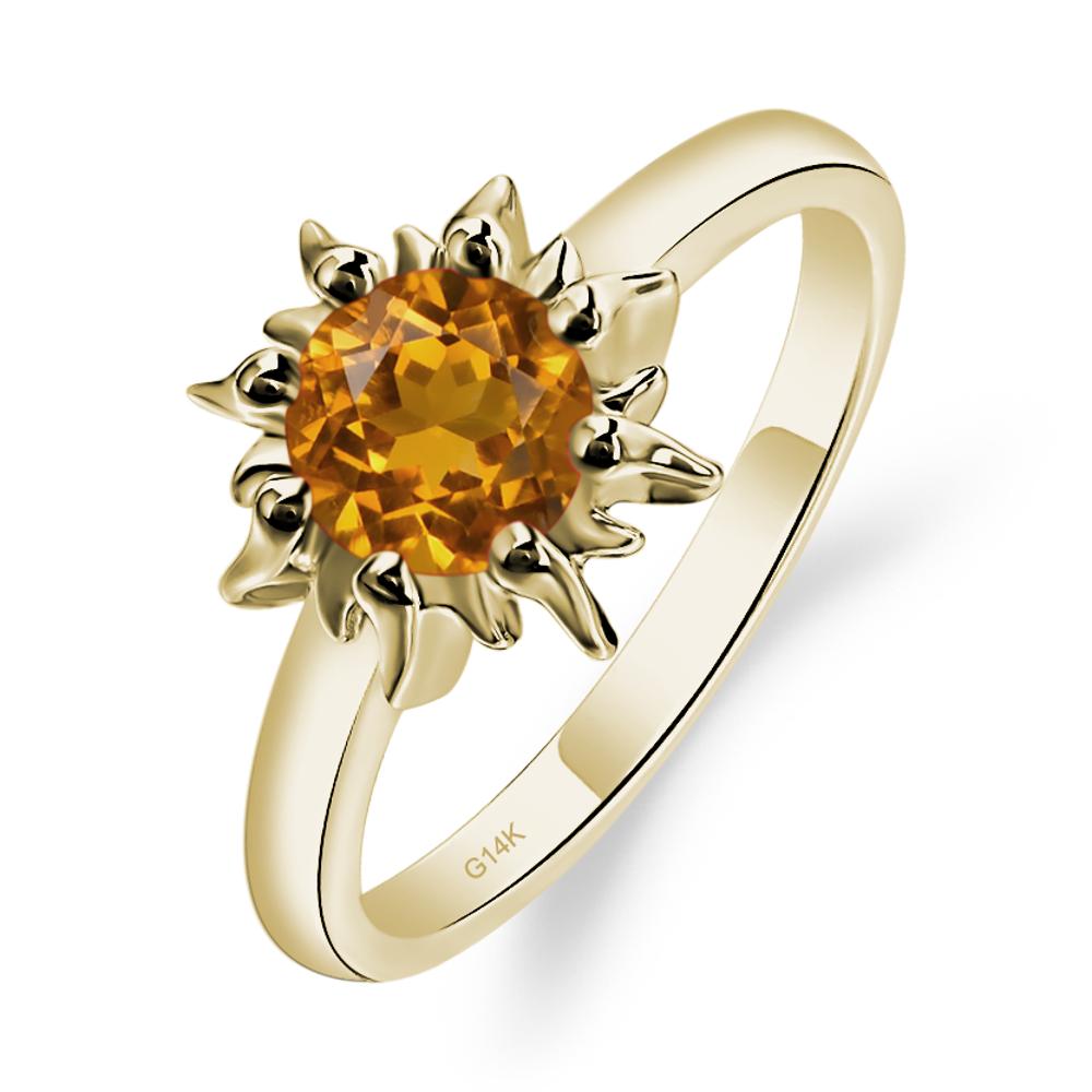 Sunburst Citrine Solitaire Ring - LUO Jewelry #metal_14k yellow gold