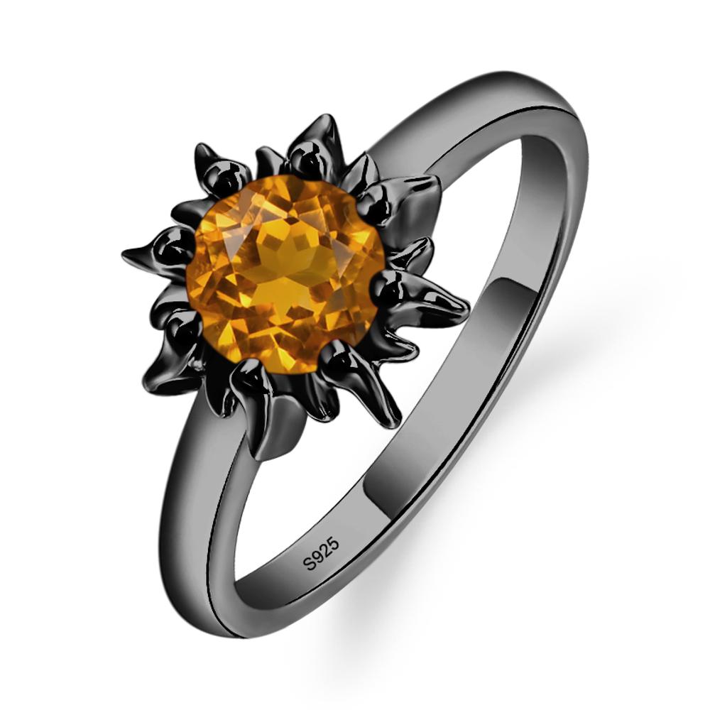Sunburst Citrine Solitaire Ring - LUO Jewelry #metal_black finish sterling silver