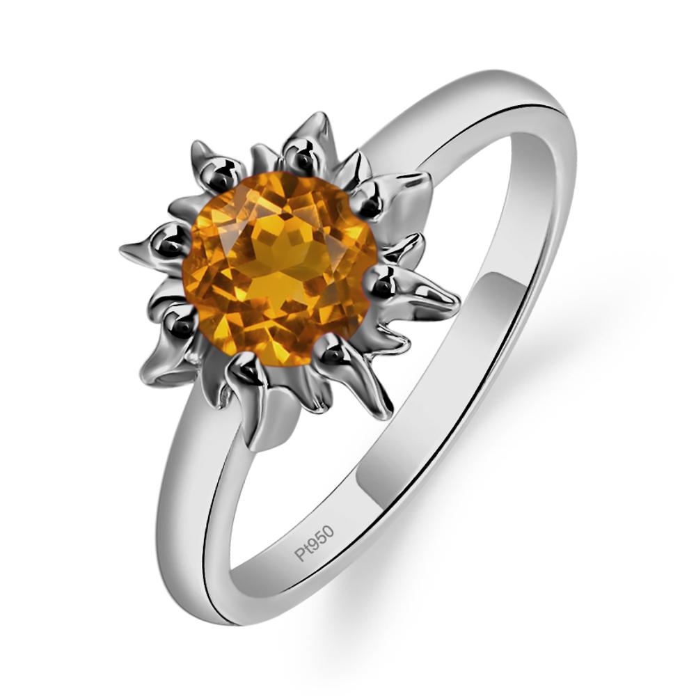 Sunburst Citrine Solitaire Ring - LUO Jewelry #metal_platinum