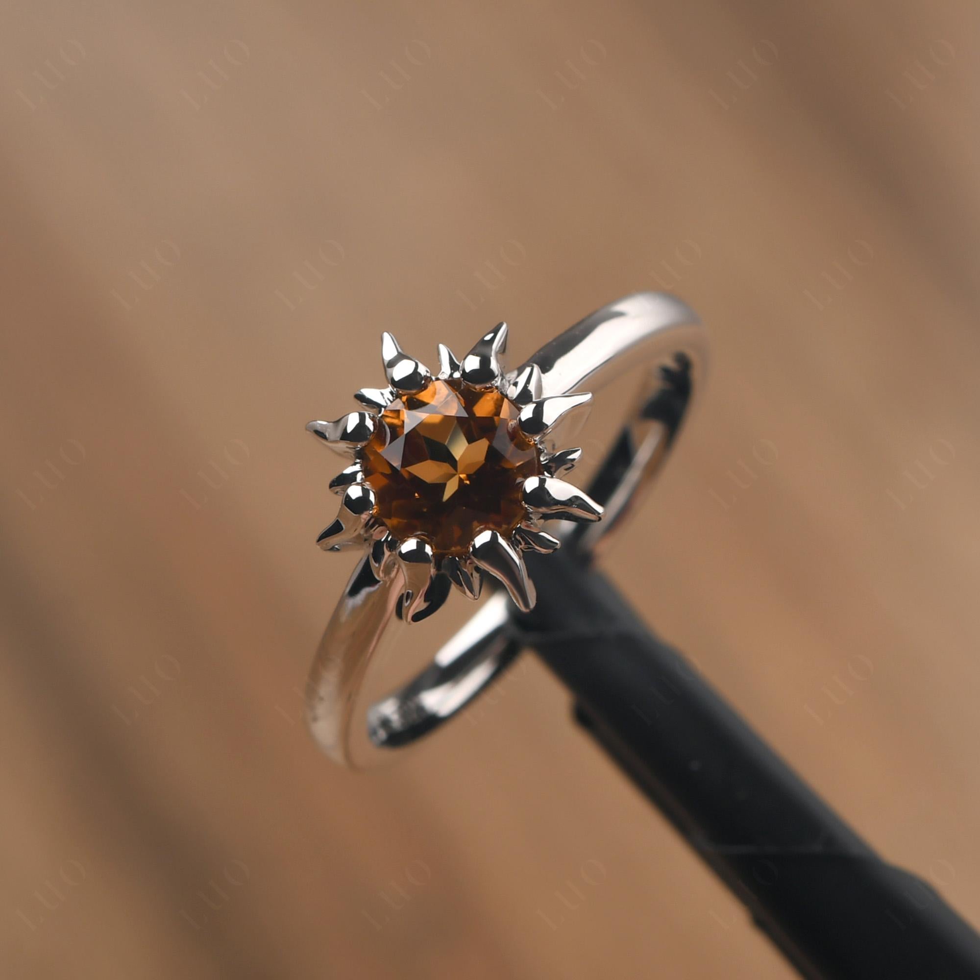 Sunburst Citrine Solitaire Ring - LUO Jewelry