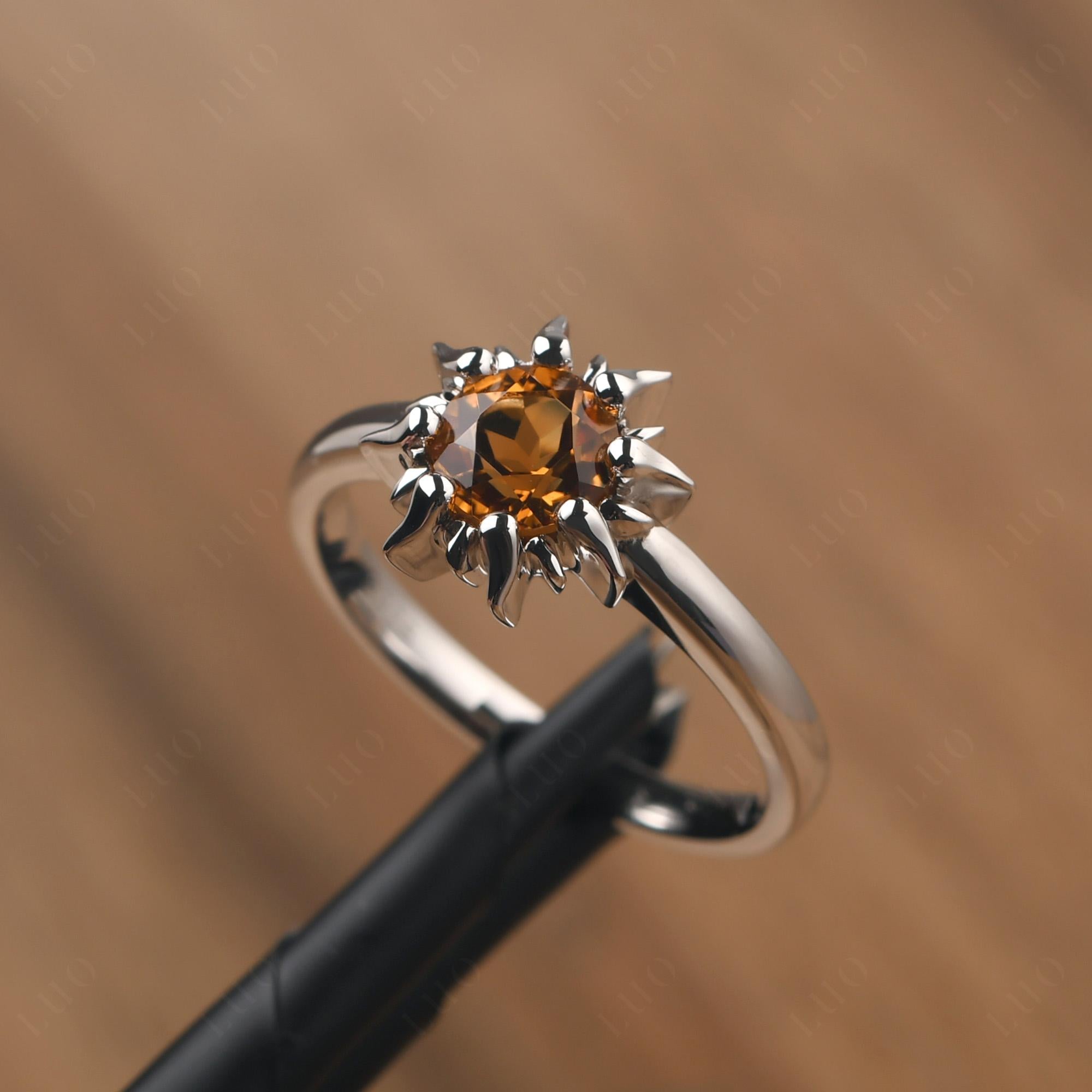 Sunburst Citrine Solitaire Ring - LUO Jewelry