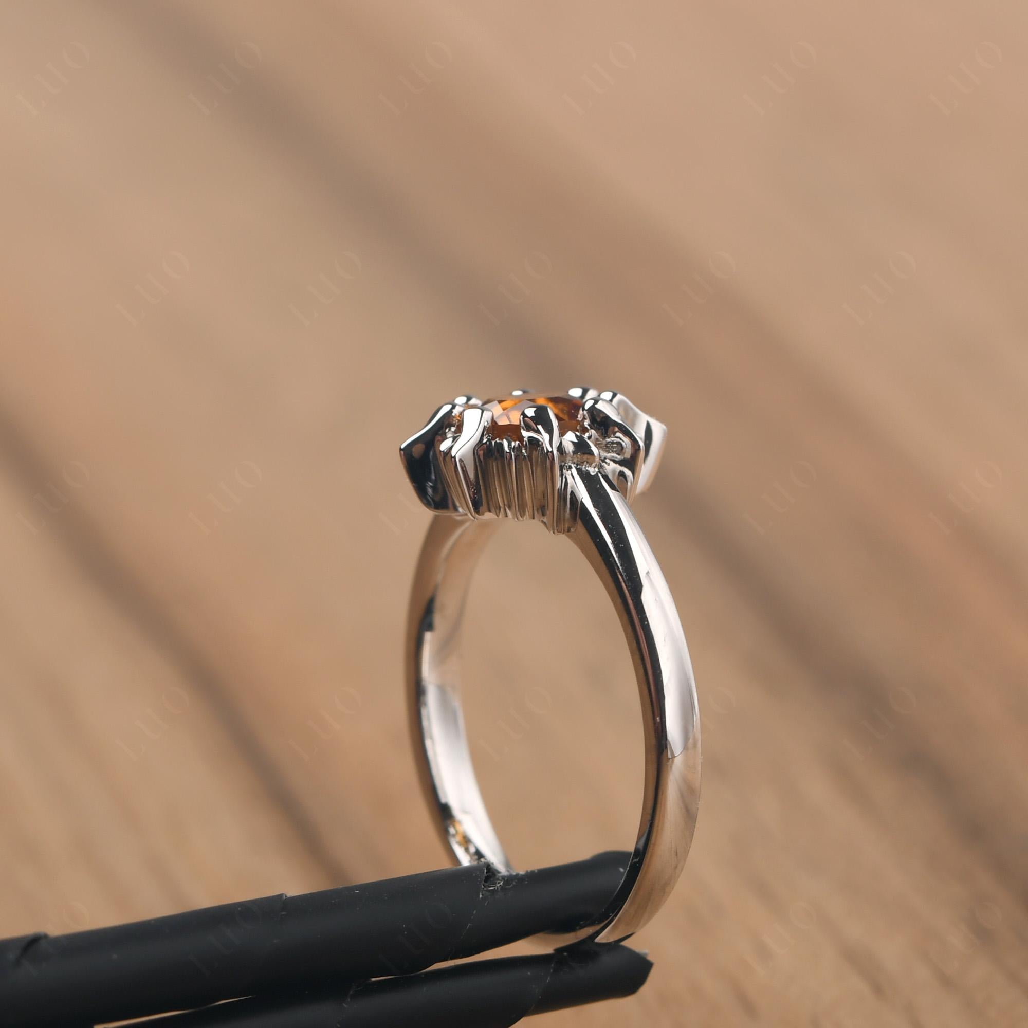 Sunburst Citrine Solitaire Ring - LUO Jewelry