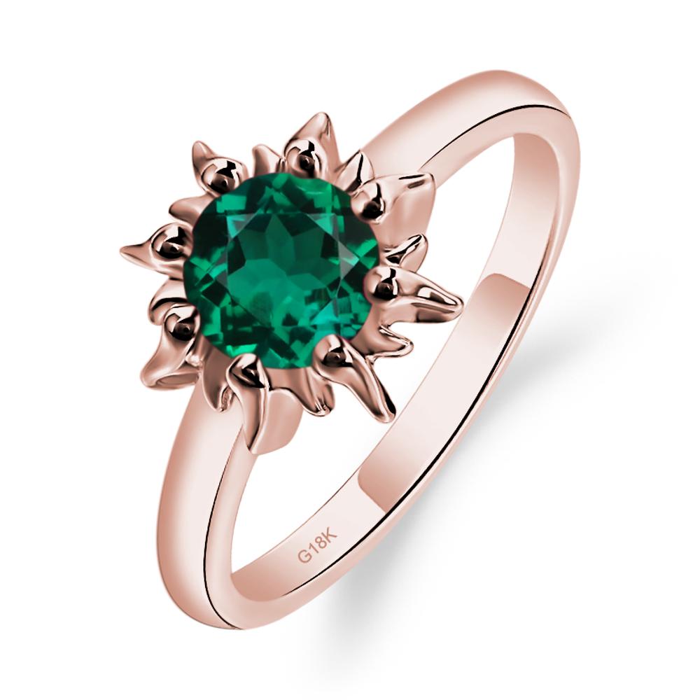 Sunburst Lab Grown Emerald Solitaire Ring - LUO Jewelry #metal_18k rose gold