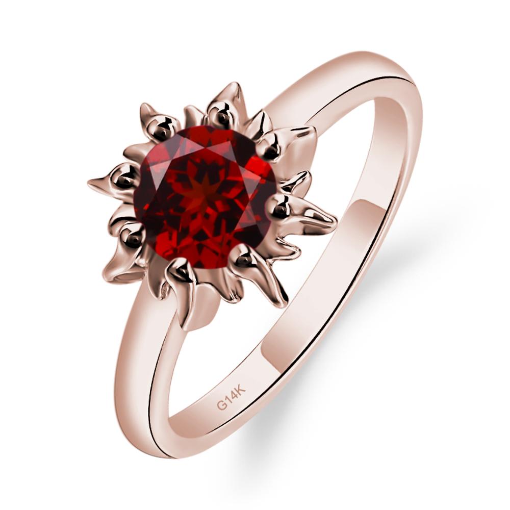 Sunburst Garnet Solitaire Ring - LUO Jewelry #metal_14k rose gold