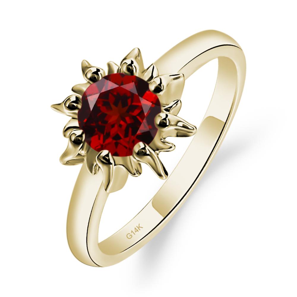 Sunburst Garnet Solitaire Ring - LUO Jewelry #metal_14k yellow gold