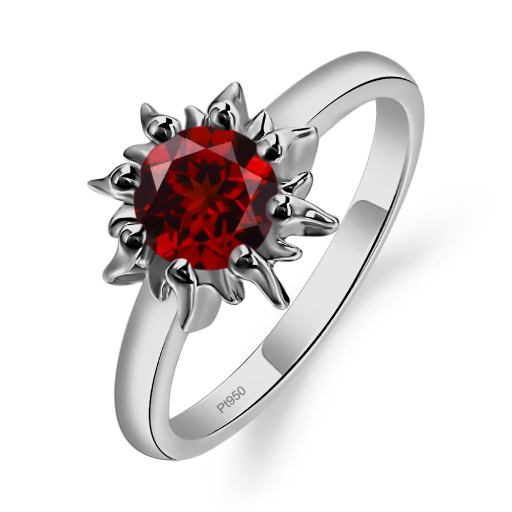 Sunburst Garnet Solitaire Ring - LUO Jewelry #metal_platinum