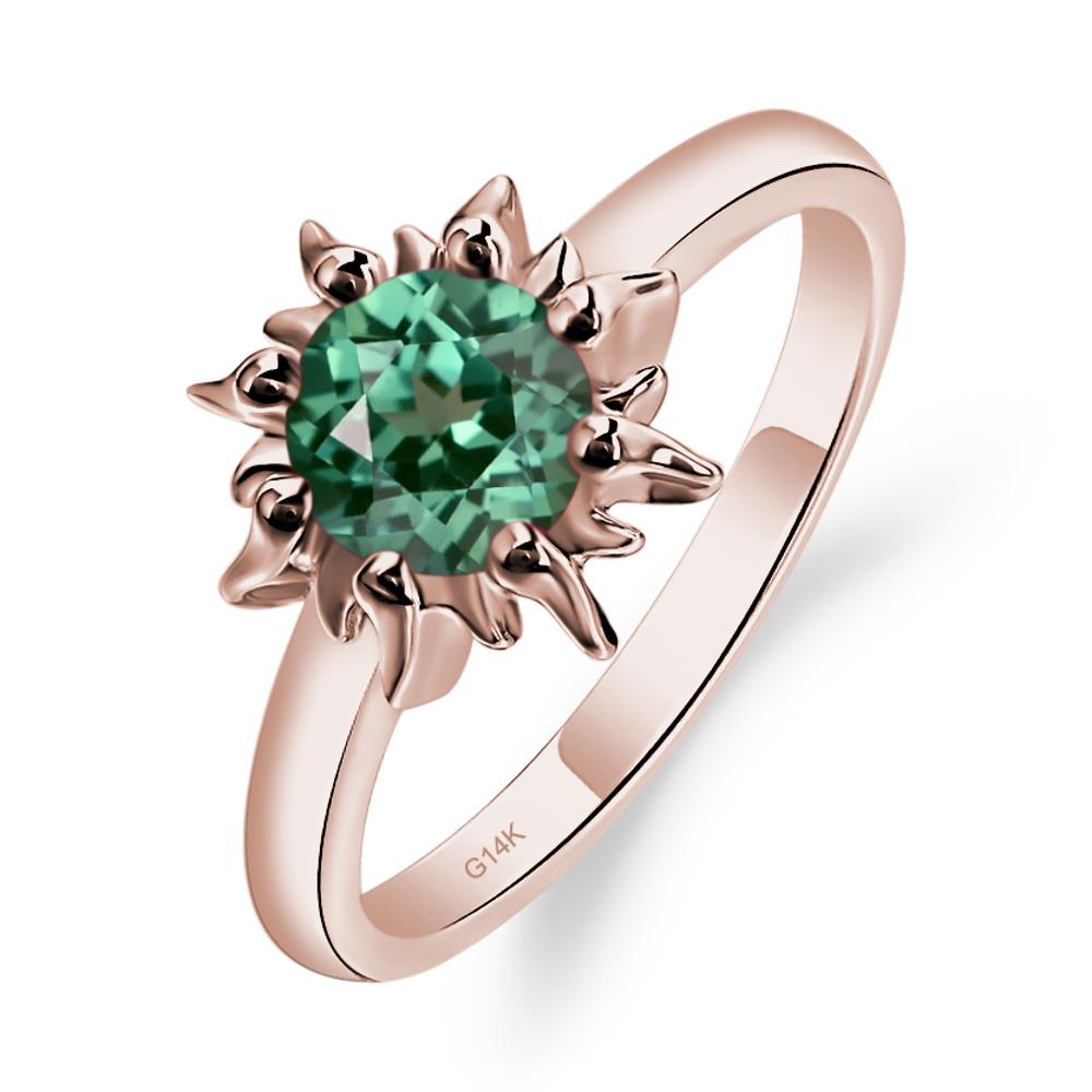 Sunburst Green Sapphire Solitaire Ring - LUO Jewelry #metal_14k rose gold