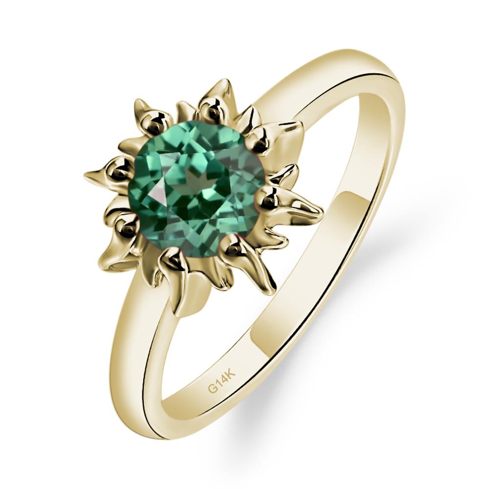 Sunburst Green Sapphire Solitaire Ring - LUO Jewelry #metal_14k yellow gold