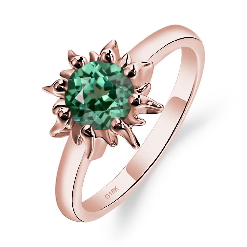 Sunburst Green Sapphire Solitaire Ring - LUO Jewelry #metal_18k rose gold