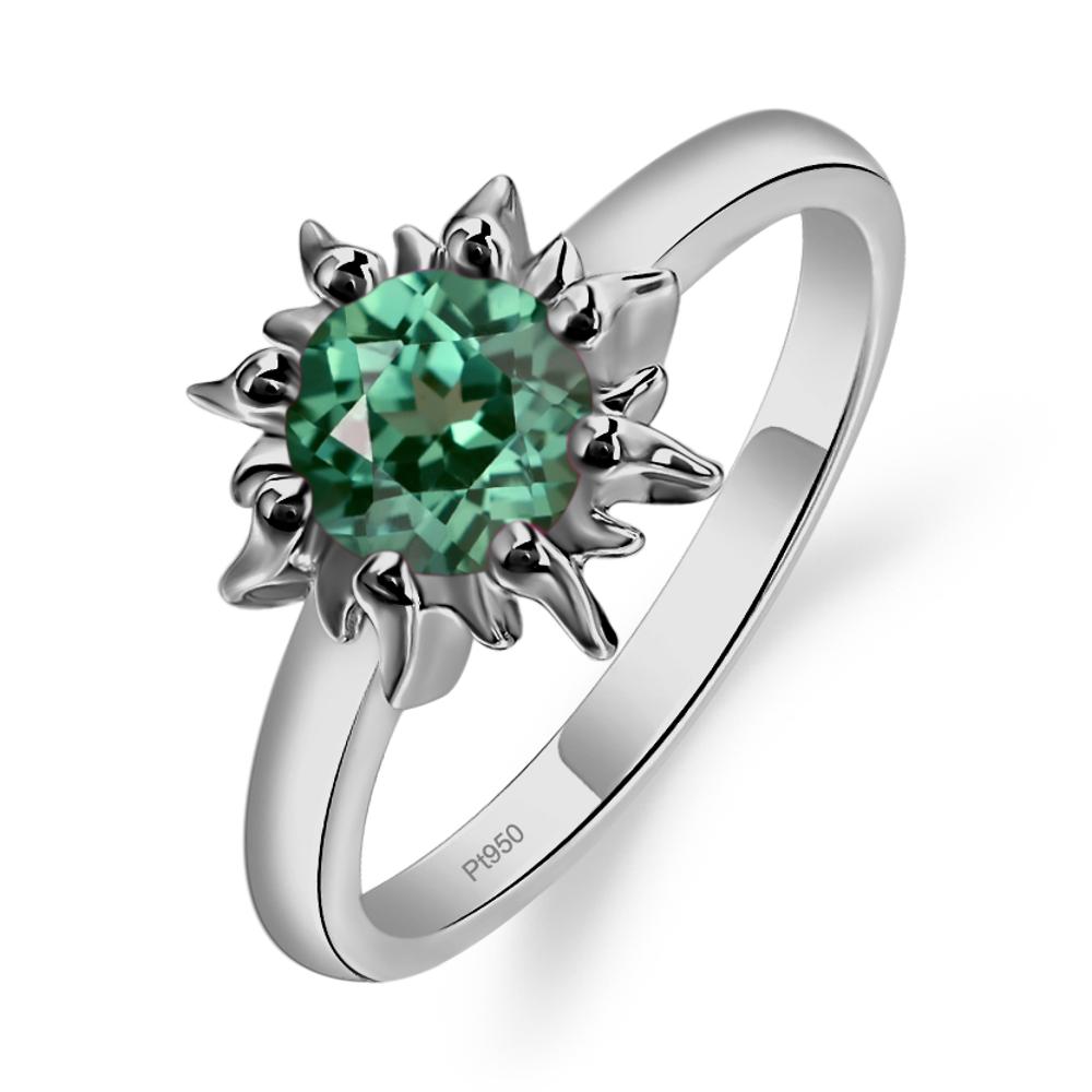 Sunburst Green Sapphire Solitaire Ring - LUO Jewelry #metal_platinum