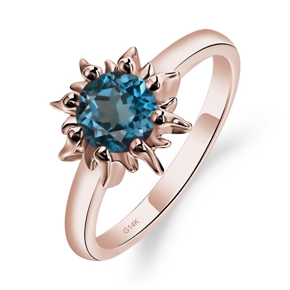 Sunburst London Blue Topaz Solitaire Ring - LUO Jewelry #metal_14k rose gold