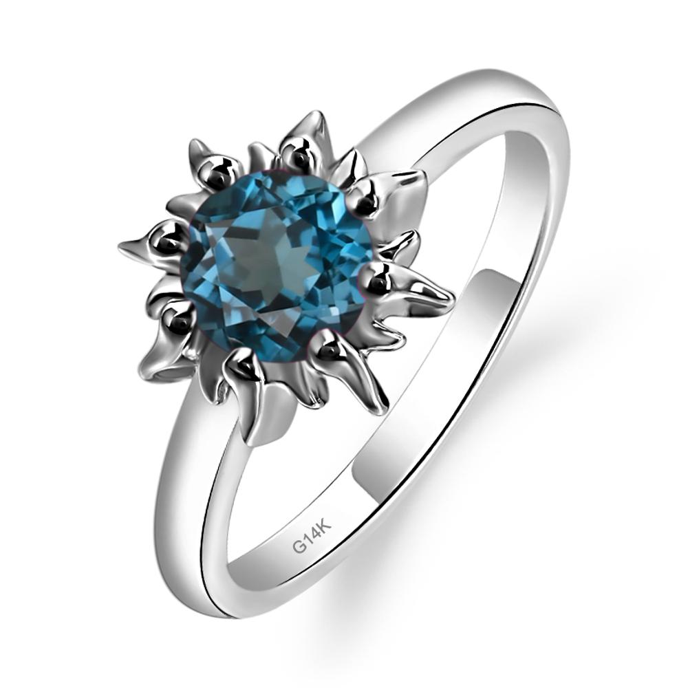 Sunburst London Blue Topaz Solitaire Ring - LUO Jewelry #metal_14k white gold