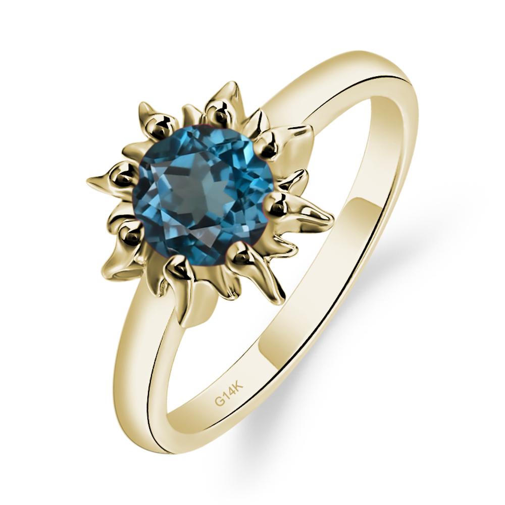 Sunburst London Blue Topaz Solitaire Ring - LUO Jewelry #metal_14k yellow gold