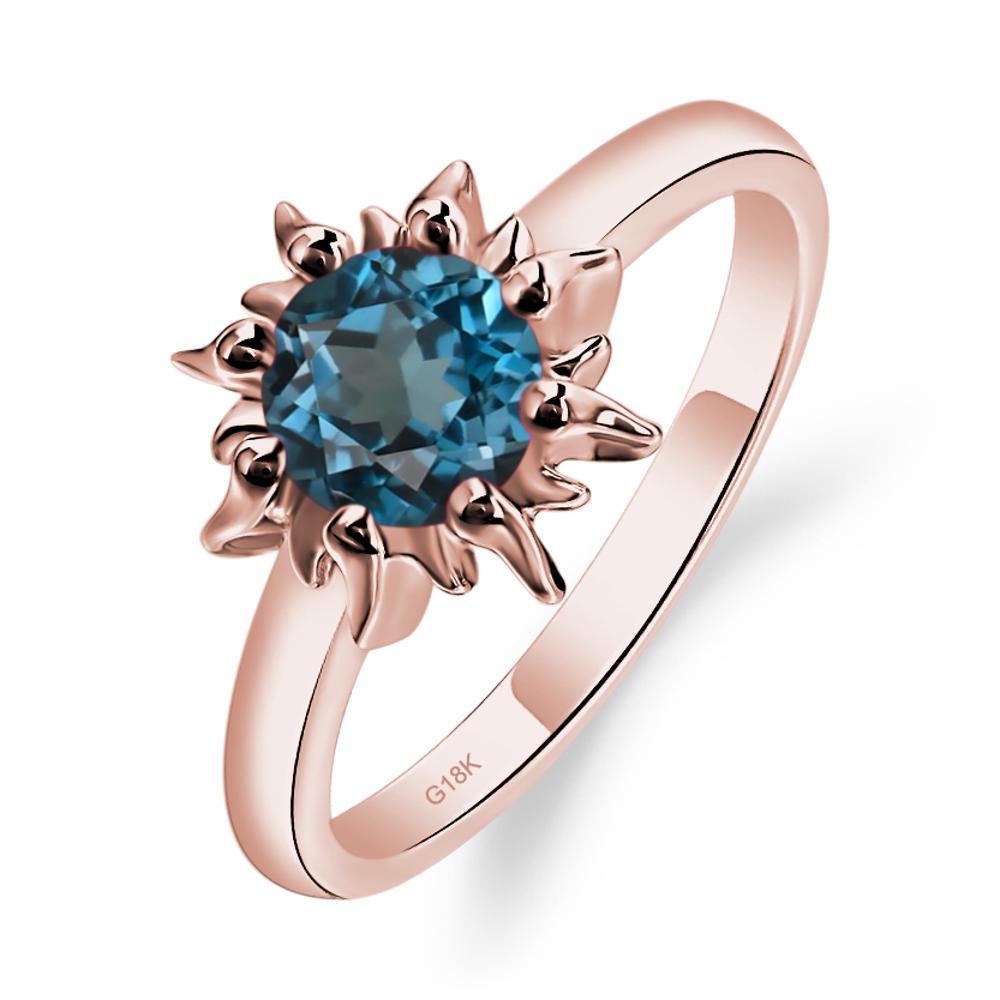 Sunburst London Blue Topaz Solitaire Ring - LUO Jewelry #metal_18k rose gold