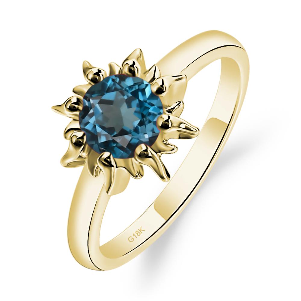 Sunburst London Blue Topaz Solitaire Ring - LUO Jewelry #metal_18k yellow gold