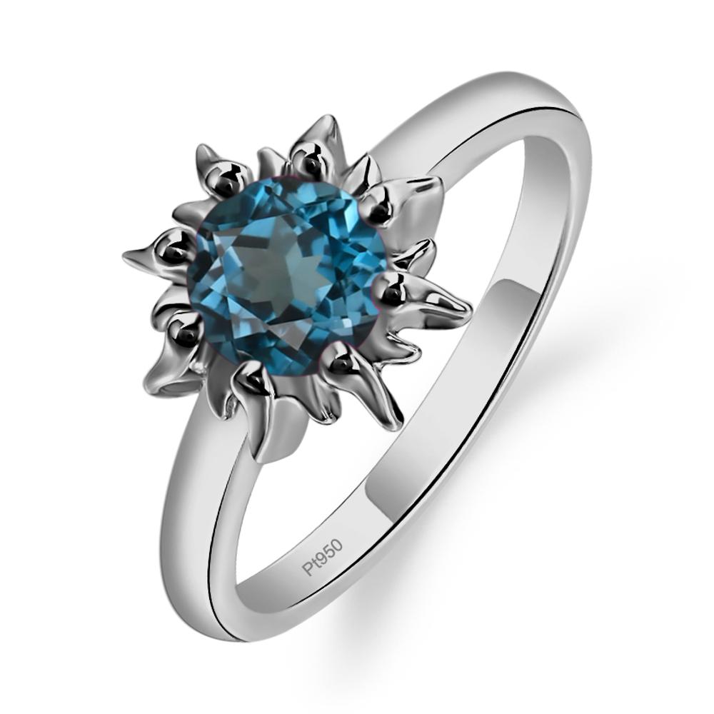 Sunburst London Blue Topaz Solitaire Ring - LUO Jewelry #metal_platinum