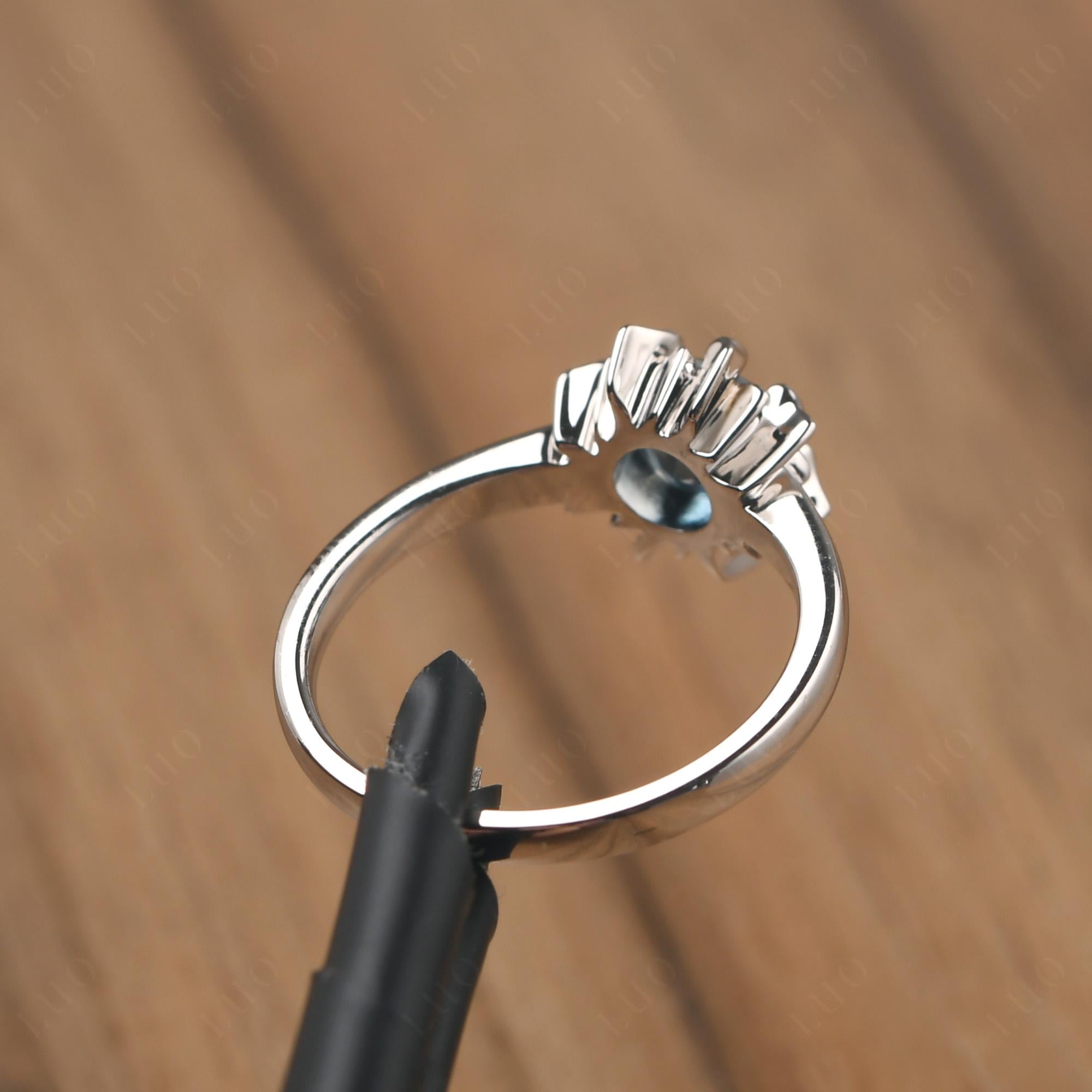 Sunburst London Blue Topaz Solitaire Ring - LUO Jewelry