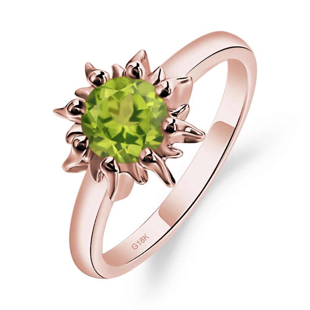 Sunburst Peridot Solitaire Ring - LUO Jewelry #metal_18k rose gold