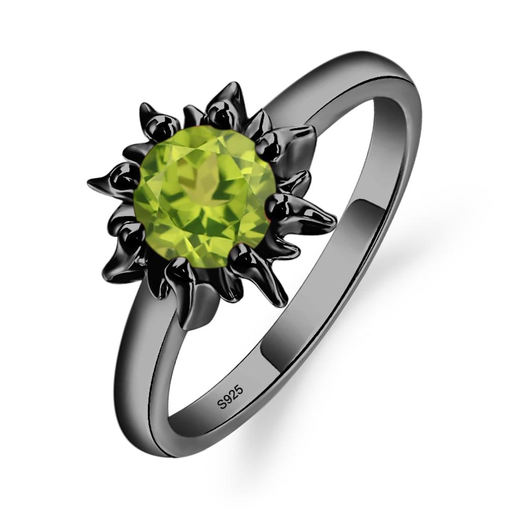 Sunburst Peridot Solitaire Ring - LUO Jewelry #metal_black finish sterling silver