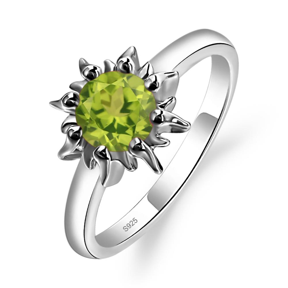 Sunburst Peridot Solitaire Ring - LUO Jewelry #metal_sterling silver