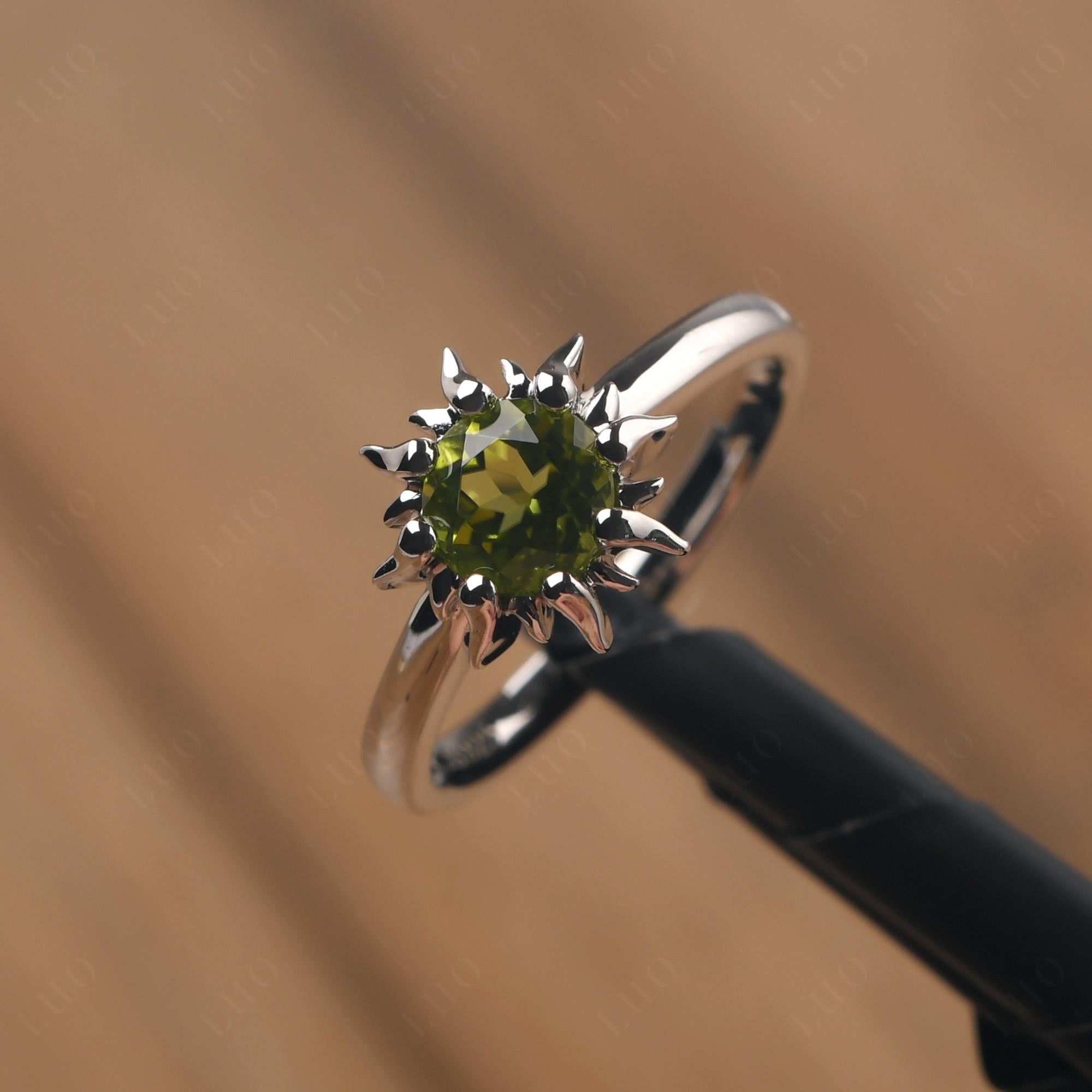 Sunburst Peridot Solitaire Ring - LUO Jewelry