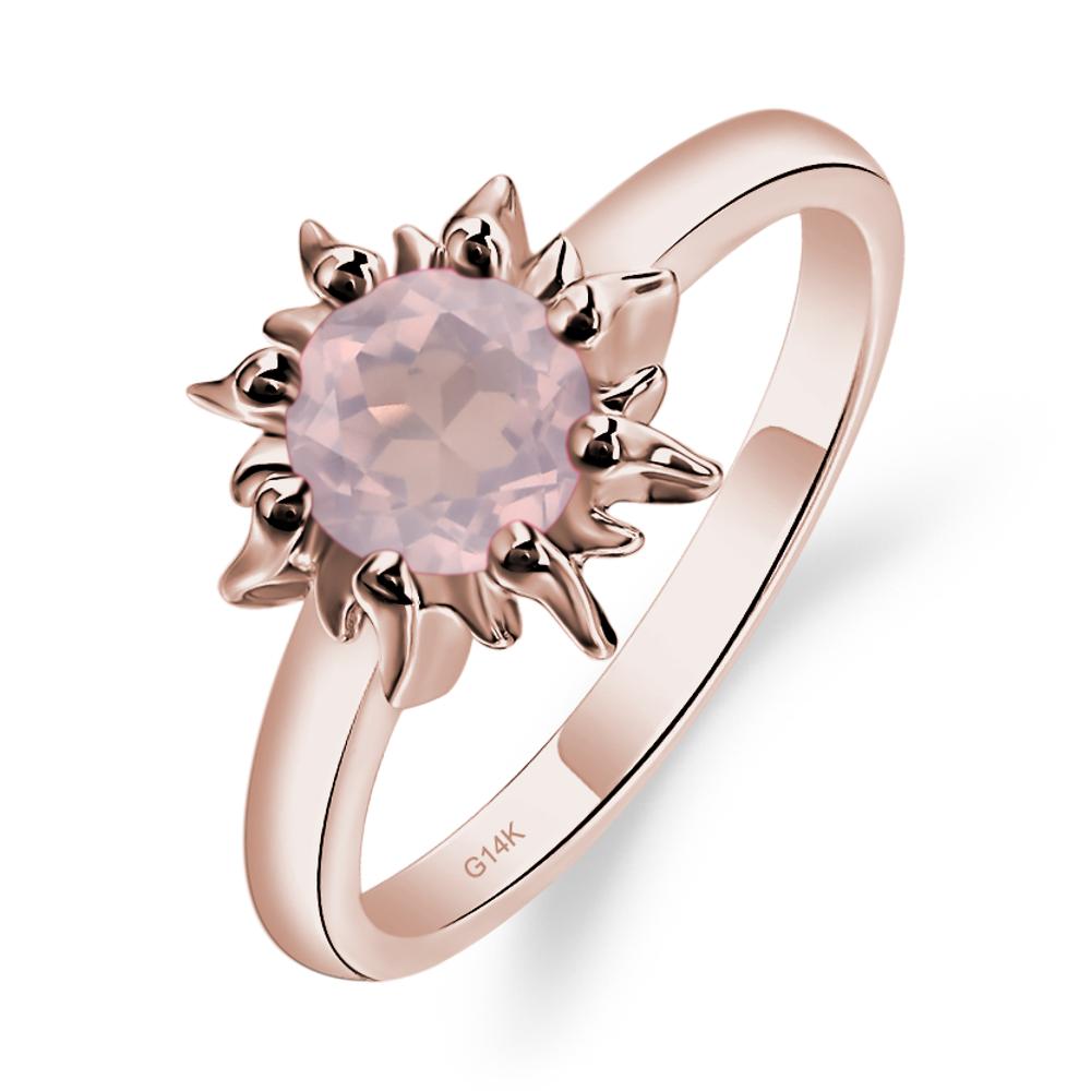 Sunburst Rose Quartz Solitaire Ring - LUO Jewelry #metal_14k rose gold