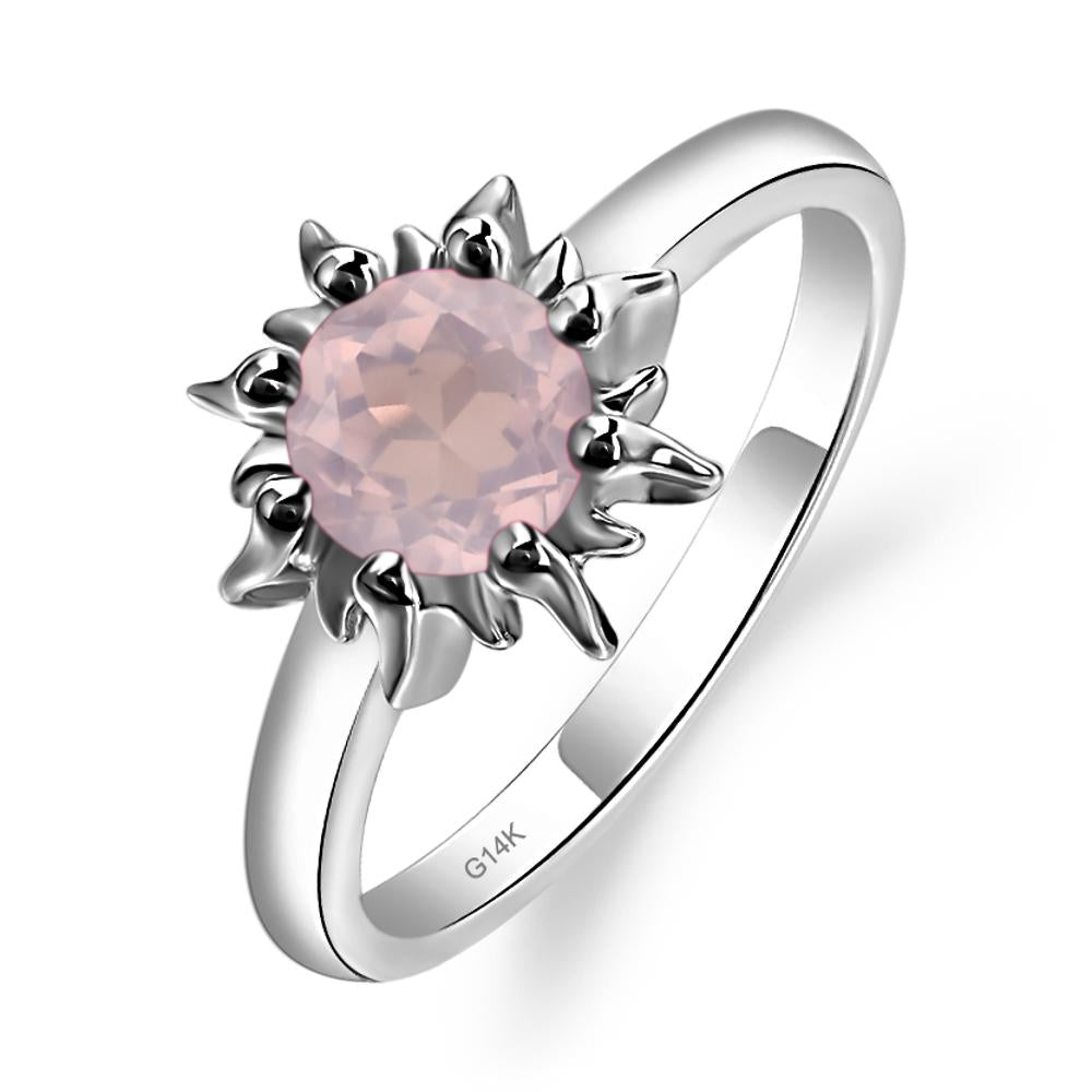 Sunburst Rose Quartz Solitaire Ring - LUO Jewelry #metal_14k white gold