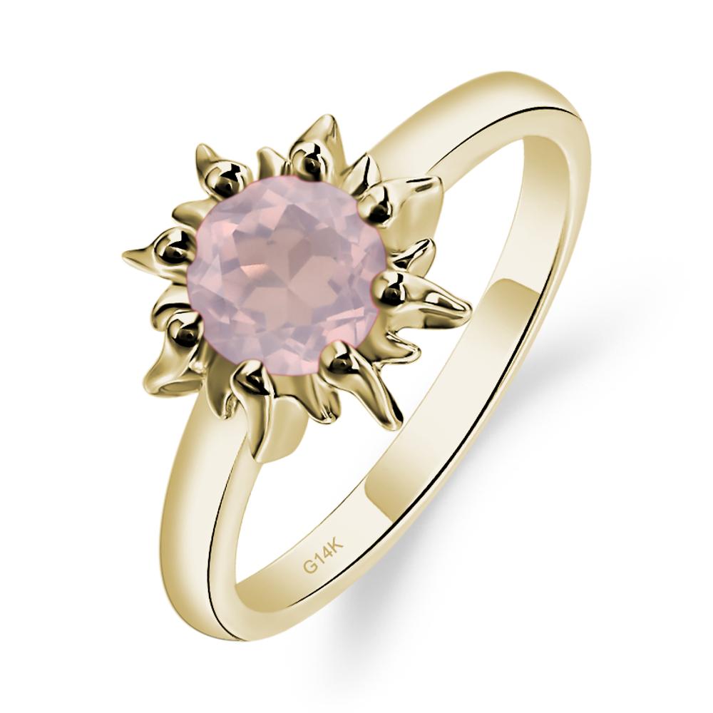 Sunburst Rose Quartz Solitaire Ring - LUO Jewelry #metal_14k yellow gold