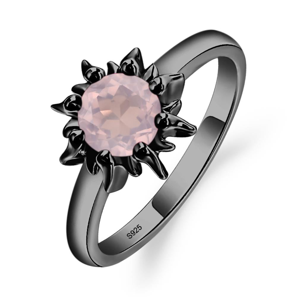 Sunburst Rose Quartz Solitaire Ring - LUO Jewelry #metal_black finish sterling silver