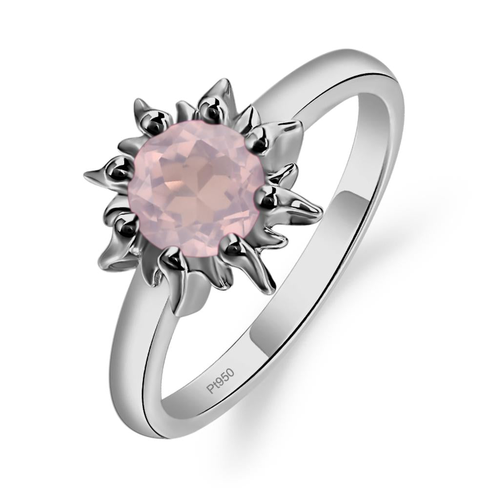 Sunburst Rose Quartz Solitaire Ring - LUO Jewelry #metal_platinum