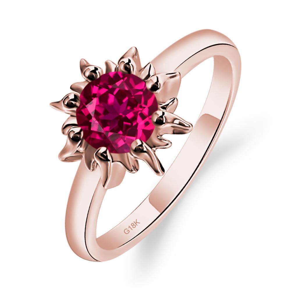 Sunburst Lab Grown Ruby Solitaire Ring - LUO Jewelry #metal_18k rose gold