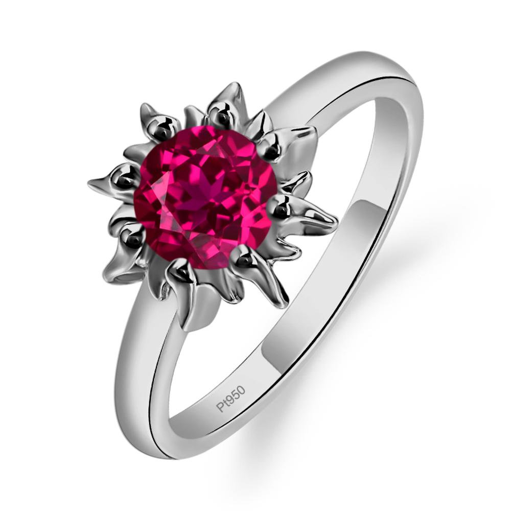 Sunburst Lab Grown Ruby Solitaire Ring - LUO Jewelry #metal_platinum